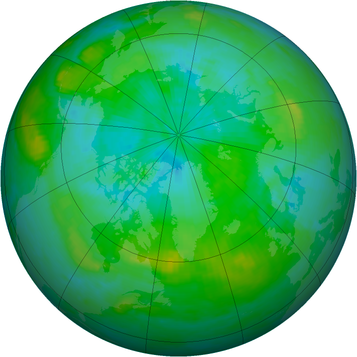 Arctic ozone map for 10 August 1992
